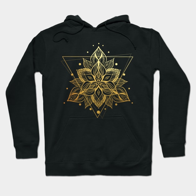 gold flower triangle mandala Hoodie by Camelina